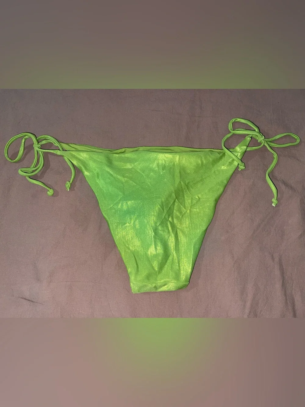 Urban Outfitters Lime Green Shimmery Triangle Swim Top - Picture 10 of 11